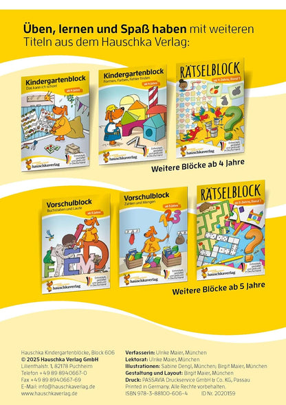 Hauschka Verlag Kindergartenblock - Rätselspaß, Konzentration und Logig ab 4 Jahre