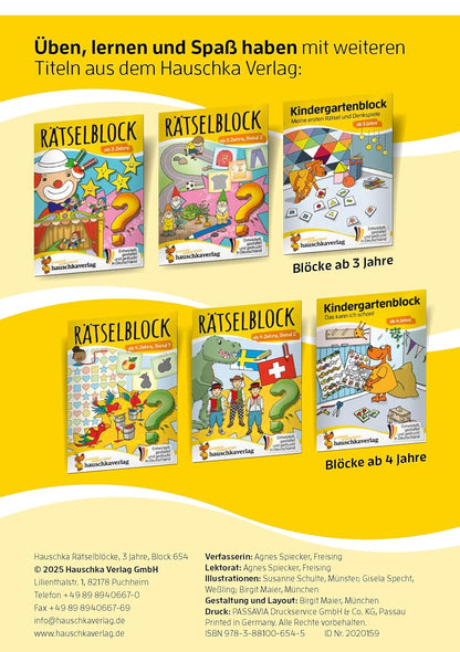 Hauschka Verlag Rätselblock ab 3 Jahre, Band 3
