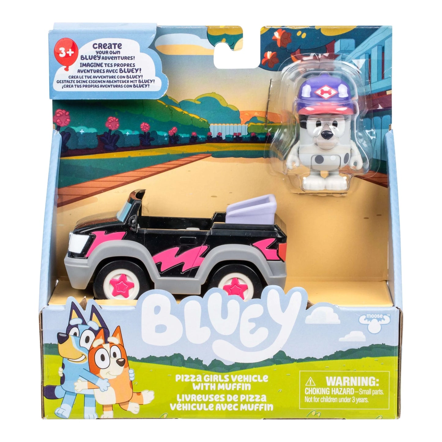 Moose Toys Bluey Spielset - Pizza Schwestern Auto mit Muffin