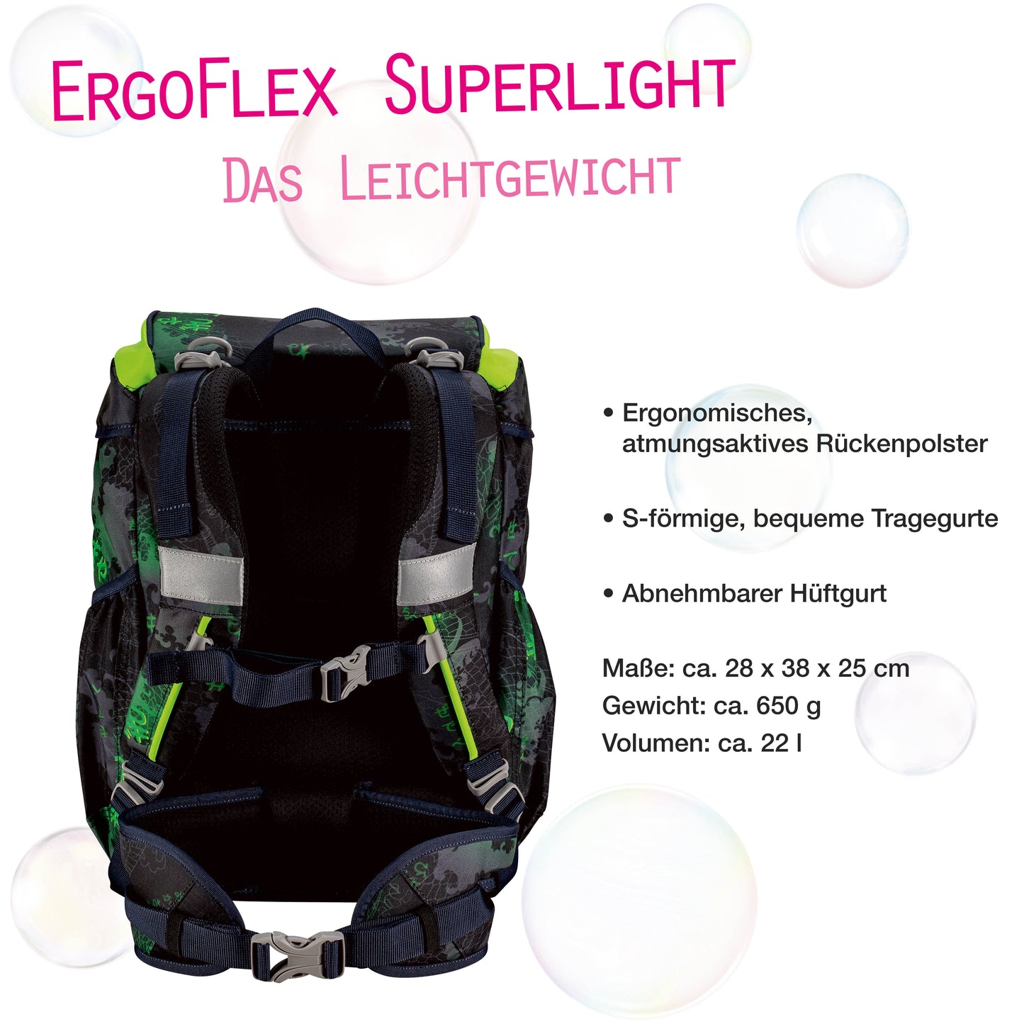 DerDieDas ErgoFlex Superlight Schulrucksack-Set Funny Fighter