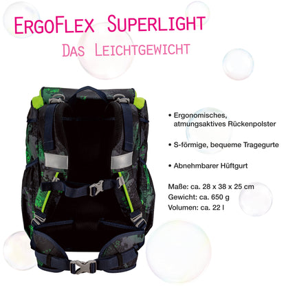 DerDieDas ErgoFlex Superlight Schulrucksack-Set Funny Fighter