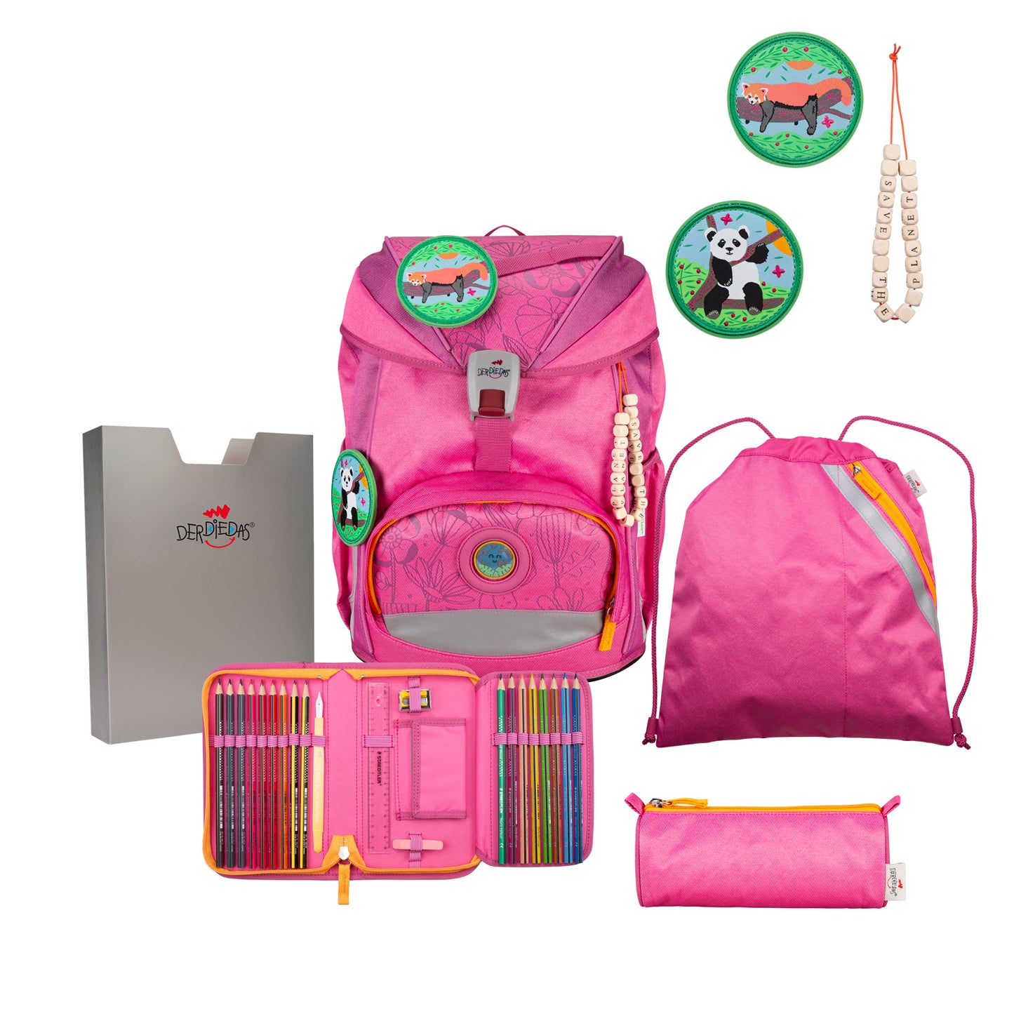 DerDieDas ErgoFlex Exclusiv ECO Schulrucksack-Set Pink Planet