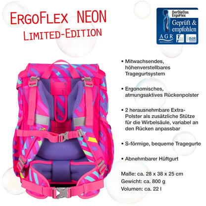 DerDieDas ErgoFlex Exklusiv Schulrucksack-Set Neon Punkie