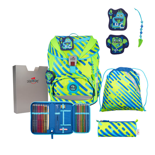 DerDieDas ErgoFlex Exklusiv Schulrucksack-Set Neon Monster