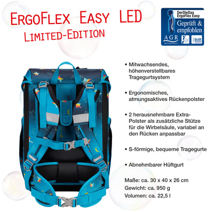 DerDieDas ErgoFlex Easy Exklusiv LED Schulrucksack-Set Rainbow Star