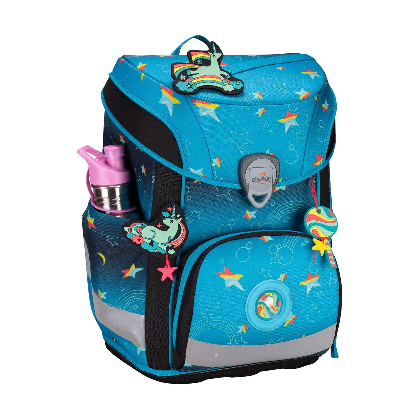 DerDieDas ErgoFlex Easy Exklusiv LED Schulrucksack-Set Rainbow Star