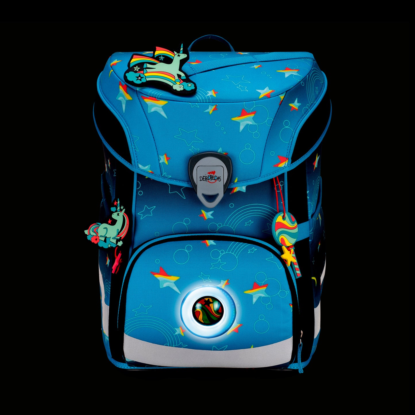 DerDieDas ErgoFlex Easy Exklusiv LED Schulrucksack-Set Rainbow Star
