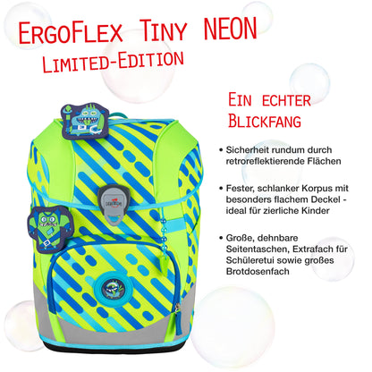 DerDieDas ErgoFlex Tiny Exklusiv Schulrucksack-Set Neon Monster