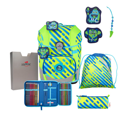 DerDieDas ErgoFlex Tiny Exklusiv Schulrucksack-Set Neon Monster