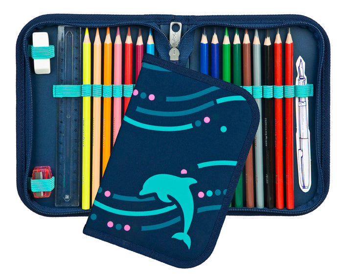 Scooli EasyFit Schulranzen Set Dotty Dolphin 5-teilig 18 Liter Glow-Edition