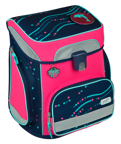 Scooli EasyFit Schulranzen Set Dotty Dolphin 5-teilig 18 Liter Glow-Edition