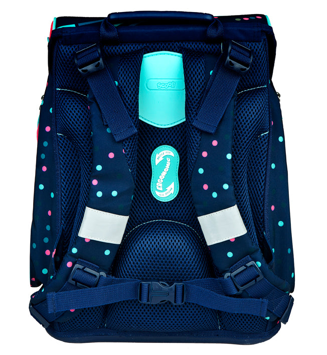 Scooli EasyFit Schulranzen Set Dotty Dolphin 5-teilig 18 Liter Glow-Edition