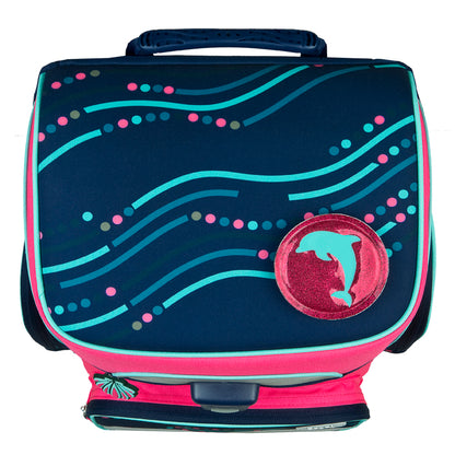 Scooli EasyFit Schulranzen Set Dotty Dolphin 5-teilig 18 Liter Glow-Edition