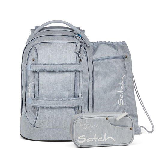 Satch PACK Schulrucksack Washed Blue Special Edition Set 3tlg.