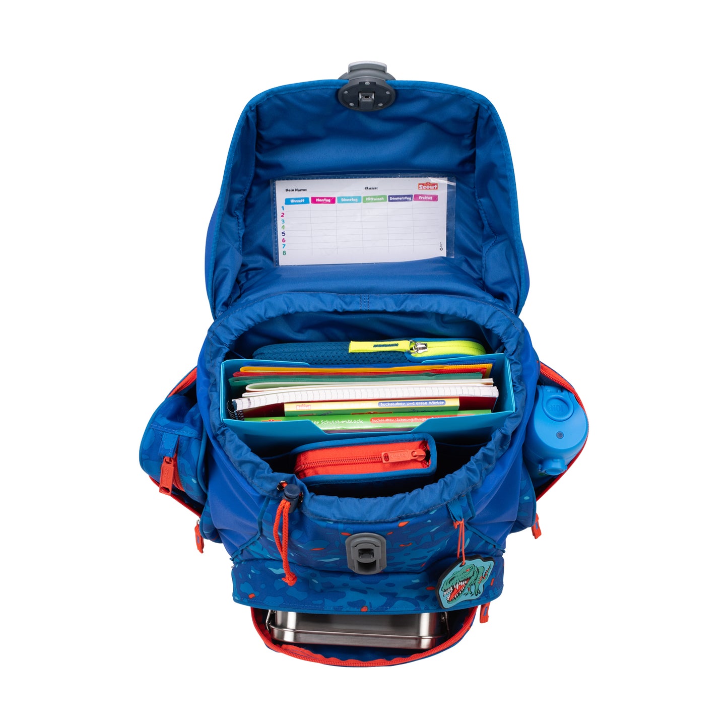 Scout Alpha Exklusiv Superflash Schulrucksack-Set Blue Dino