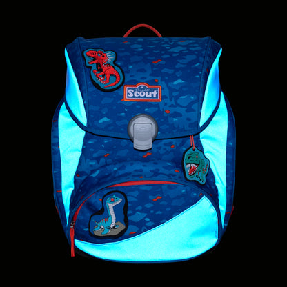 Scout Alpha Exklusiv Superflash Schulrucksack-Set Blue Dino