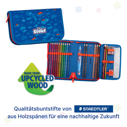 Scout Alpha Exklusiv Superflash Schulrucksack-Set Blue Dino