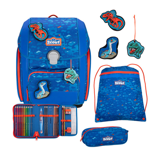 Scout Genius Exklusiv Superflash Schulranzen-Set Blue Dino