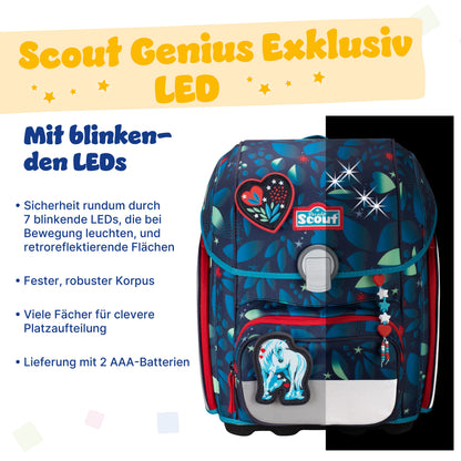 Scout Genius Exklusiv LED Schulranzen-Set White Unicorn