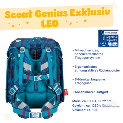 Scout Genius Exklusiv LED Schulranzen-Set White Unicorn