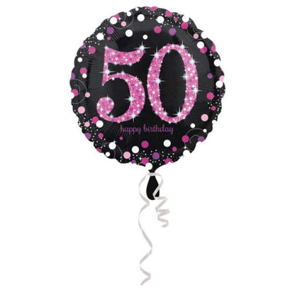 amscan Folienballon Happy Birthday 50 holographic, pink