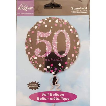 amscan Folienballon Happy Birthday 50 holographic, pink