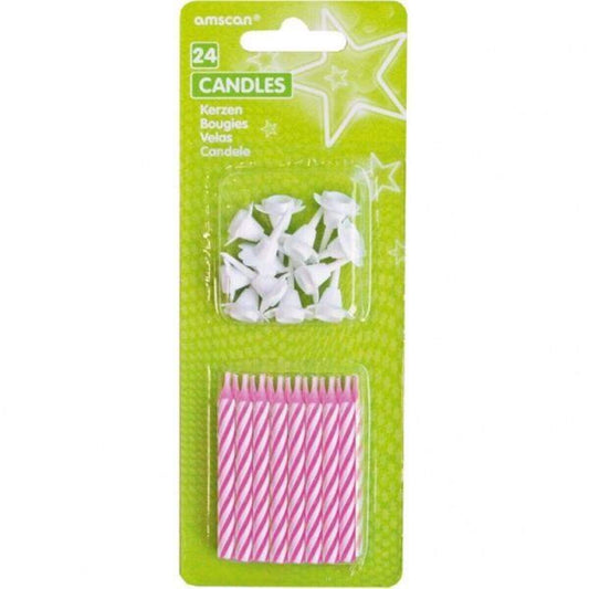 amscan INT17105-06 24 Spiralkerzen & 12 Kerzenhalter