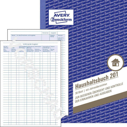 Avery Zweckform 201 Haushaltsbuch, A5, mit Jahresübersicht, 36 Blatt