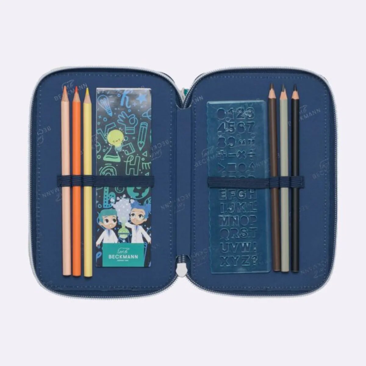 Beckmann 3-fächrige Federmappe mit Inhalt, Science