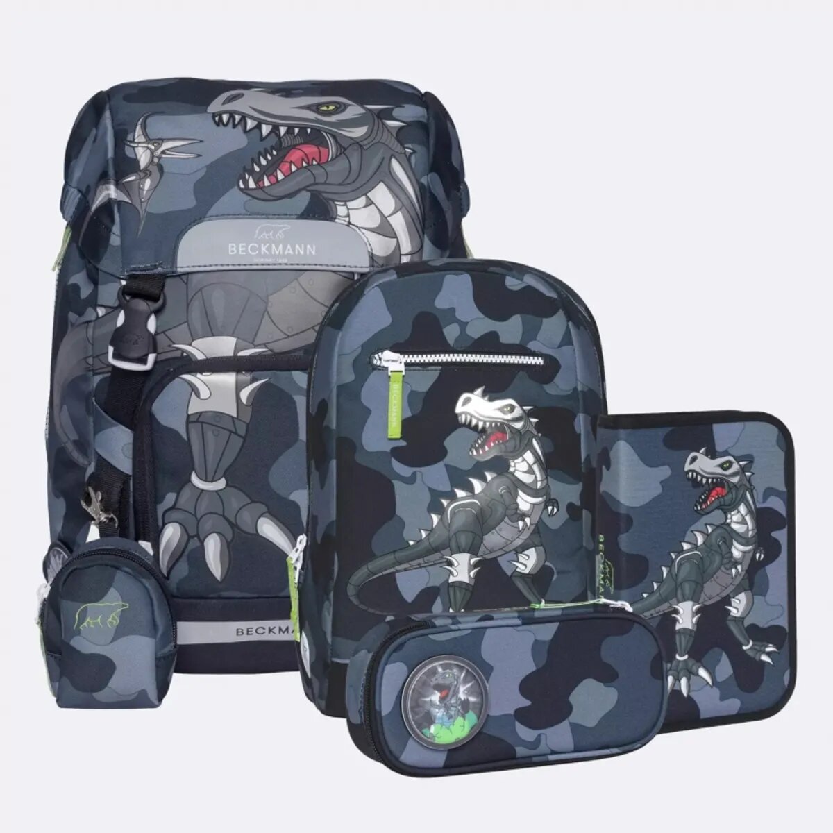 Beckmann Schulrucksackset Classic 22 Camo Rex, 6-teilig