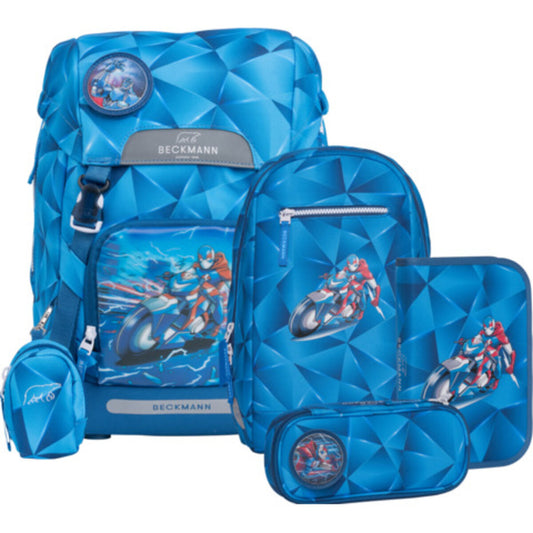 Beckmann Schultaschenset Classic Blue Lightning, 6-teilig