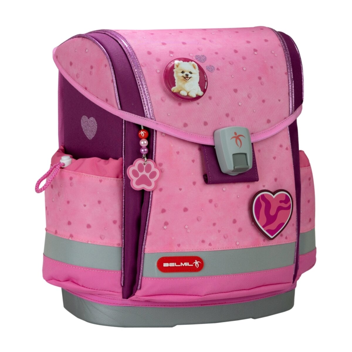 Belmil Classy Plus Schulranzen-Set 5-teilig "Rosie Hearts" mit Brustgurt