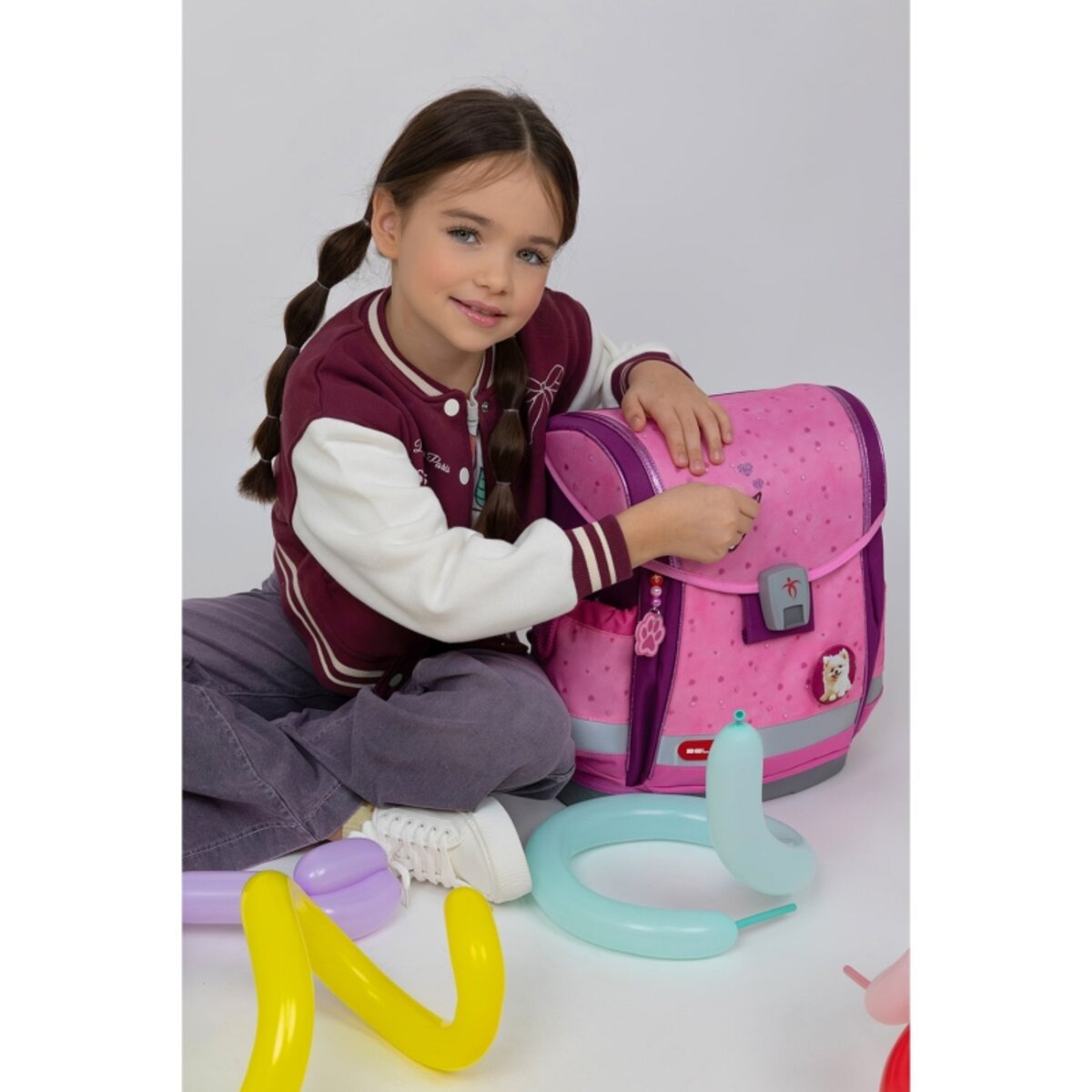 Belmil Classy Plus Schulranzen-Set 5-teilig "Rosie Hearts" mit Brustgurt