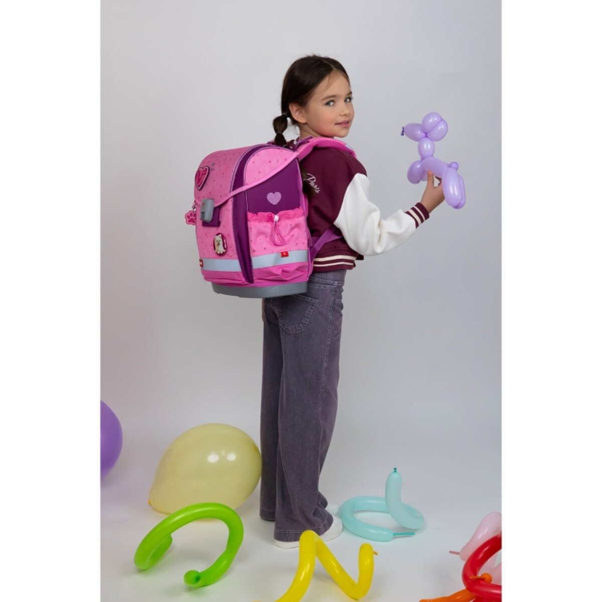 Belmil Classy Plus Schulranzen-Set 5-teilig "Rosie Hearts" mit Brustgurt
