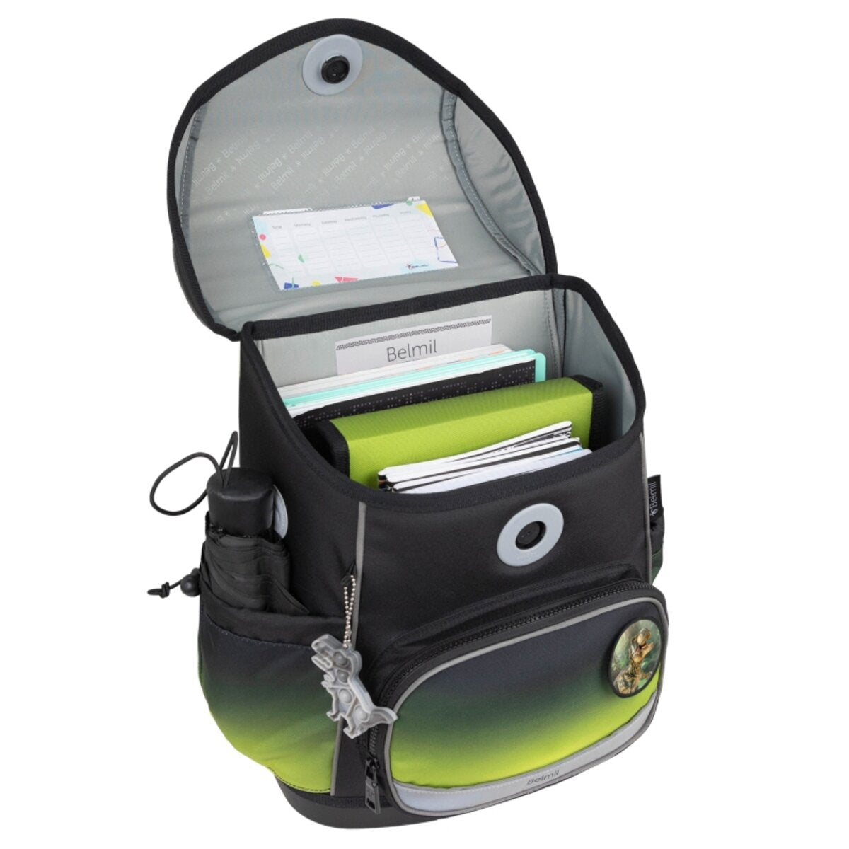 Belmil Compact Plus Premium Schulranzen Set 5-teilig "Black Green" 19 Liter