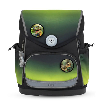 Belmil Compact Plus Premium Schulranzen Set 5-teilig "Black Green" 19 Liter
