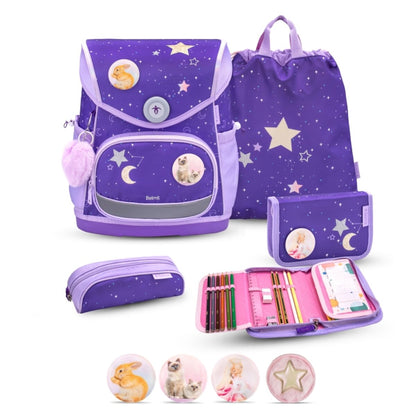 Belmil Compact Plus Premium Schulranzen Set 5-teilig "Dahlia" 19 Liter