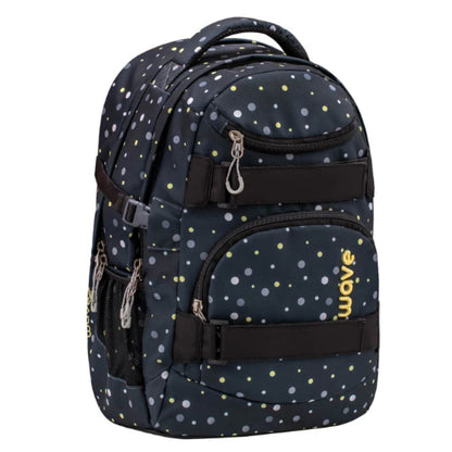 Belmil Schulrucksack Wave Infinity Black And Yellow Dots