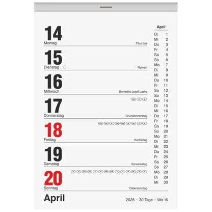 BRUNNEN Abreißkalender 2026 105 × 146 mm Nr. 25 mit Wochennr. Wissenswertes uvm.