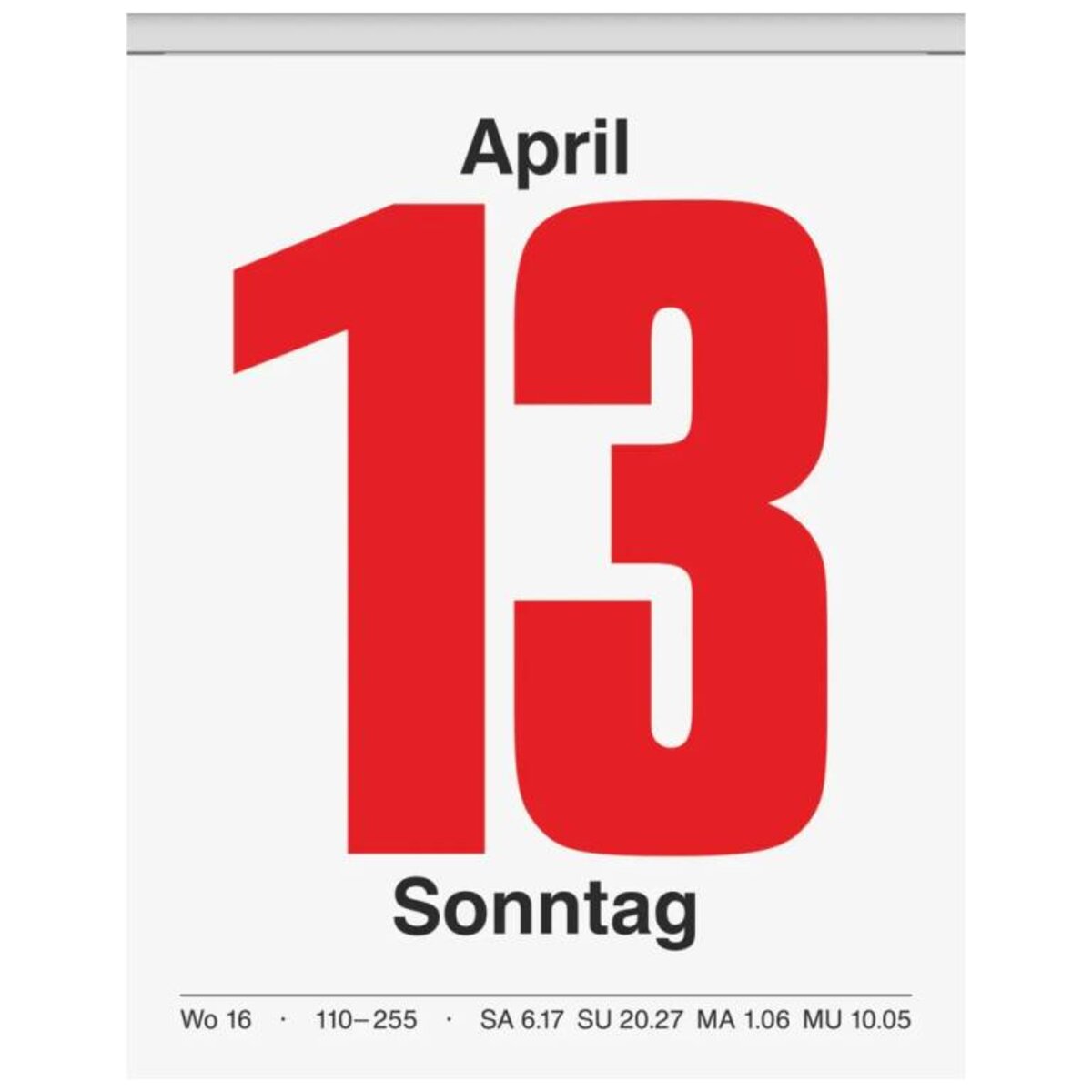 BRUNNEN Abreißkalender 2026 98 × 142 mm Nr. 13 mit Wochennr. Wissenswertes uvm.