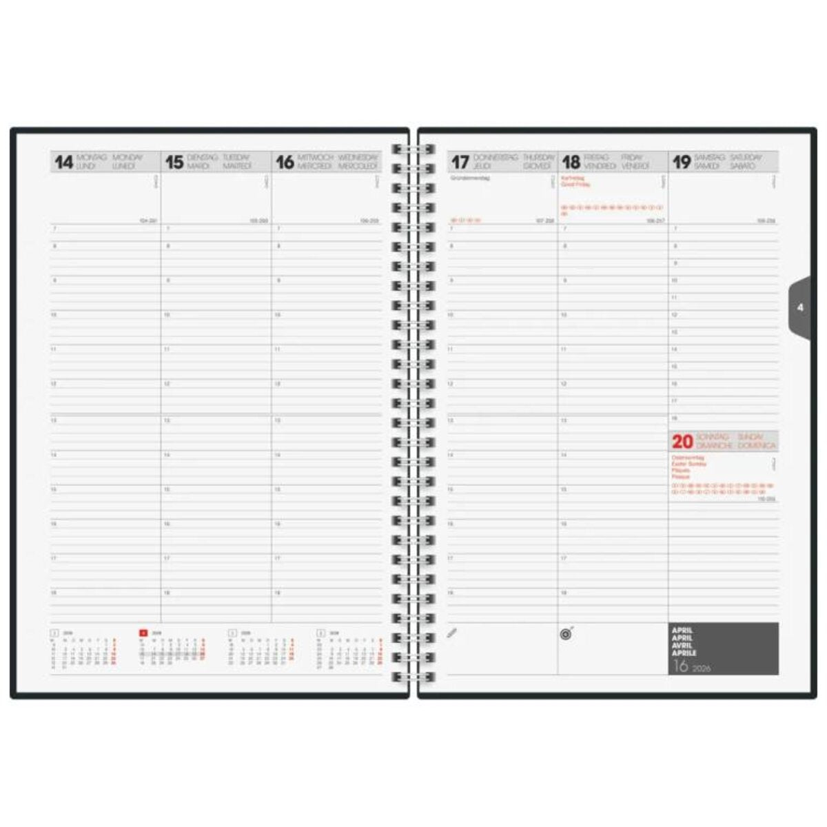 BRUNNEN Buchkalender Jahr 2026 168 × 240 mm Karton schwarz Mod. 797