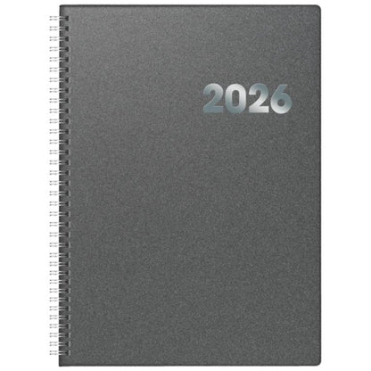BRUNNEN Buchkalender Jahr 2026 A4, Kunststoff grau Mod. 789