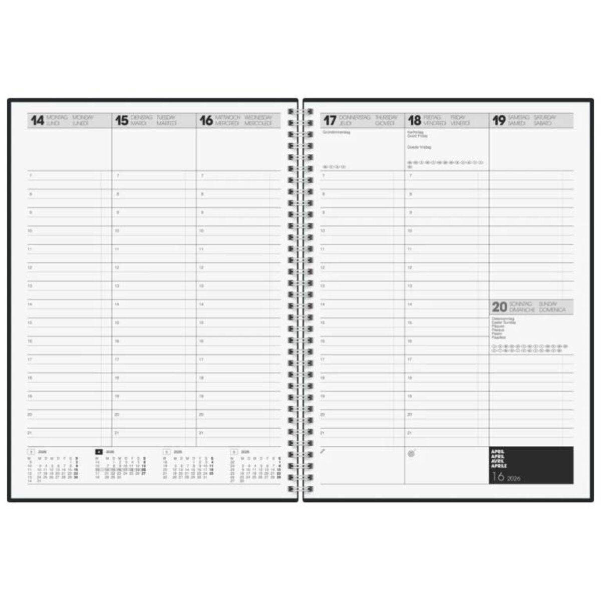 BRUNNEN Buchkalender Jahr 2026 A4 Kunststoff schwarz 144 Seiten Mod. 781