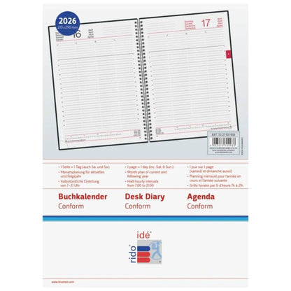 BRUNNEN Buchkalender Jahr 2026 A4 Kunststoff schwarz Mod. Conform