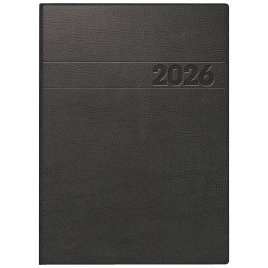 BRUNNEN Buchkalender Jahr 2026 A5 Kunststoff schwarz 148 x 208 mm Mod. 796