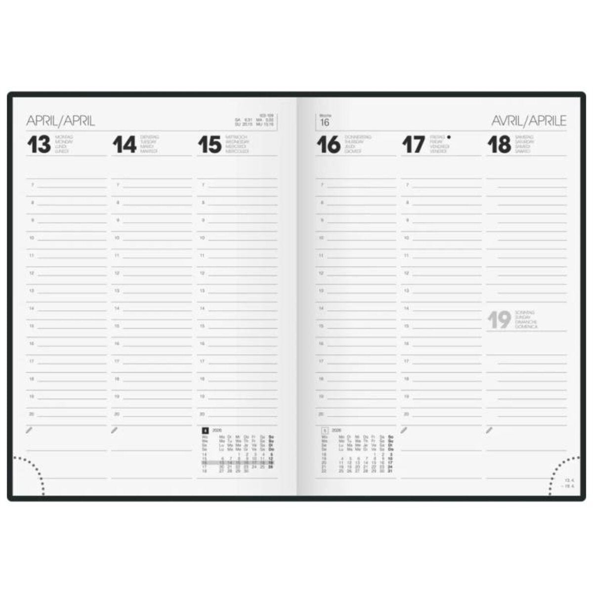 BRUNNEN Buchkalender Jahr 2026 A5 Kunststoff schwarz 148 x 208 mm Mod. 796