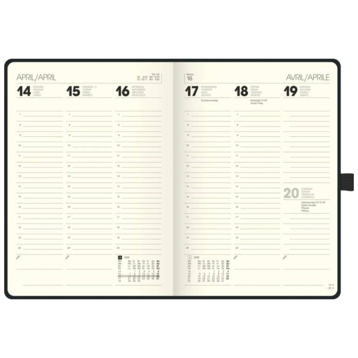 BRUNNEN Buchkalender Jahr 2026 A5 schwarz 148 x 208 mm Kompagnon Mod. 796 66