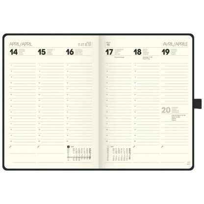 BRUNNEN Buchkalender Jahr 2026 A5 schwarz 148 x 208 mm Kompagnon Mod. 796 66