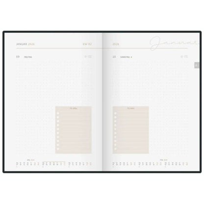 BRUNNEN Buchkalender Premium Young Line Jahr 2026 Monstera A5 Kunstleder