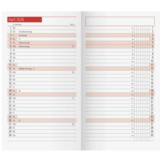 BRUNNEN Monats-Ersatzkalendarium Jahr 2026 87 × 153 mm Karton weiß Mod. TM 11